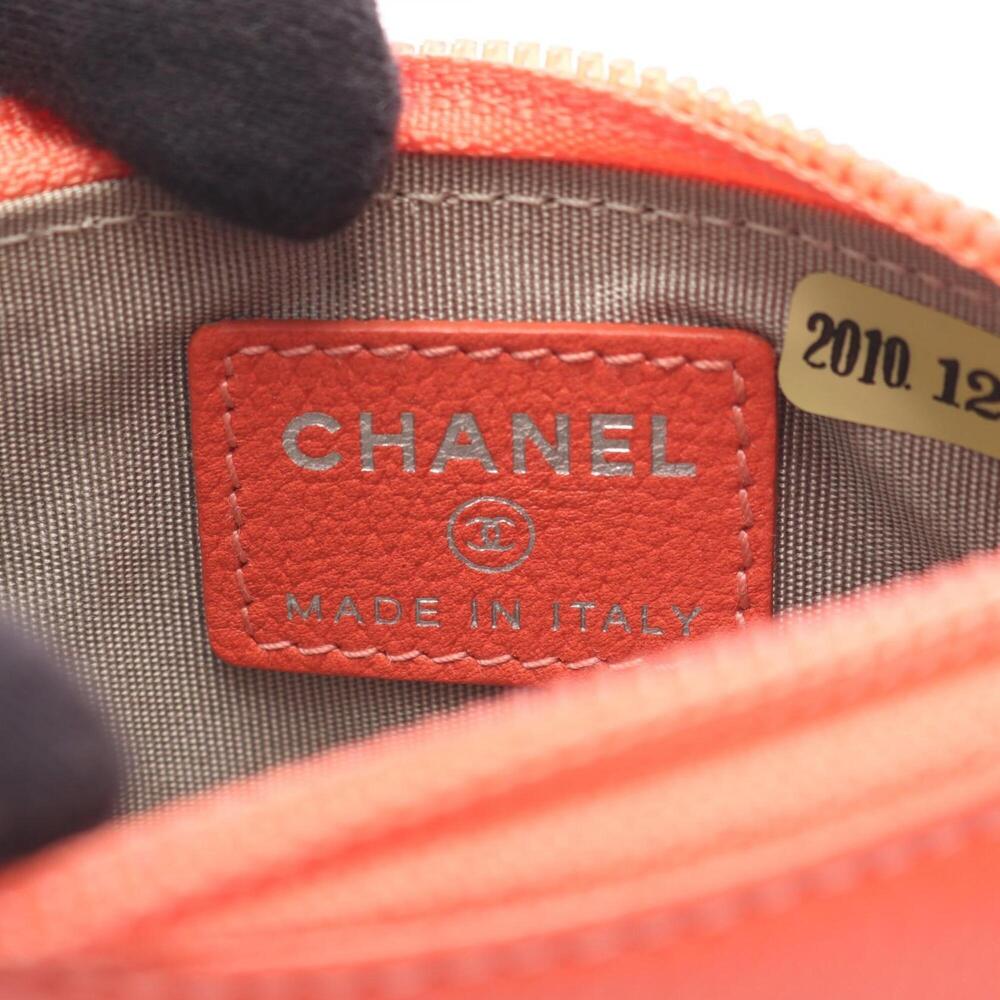 CHANEL Orange Leather Logo Wallet - Picture 4 of 8